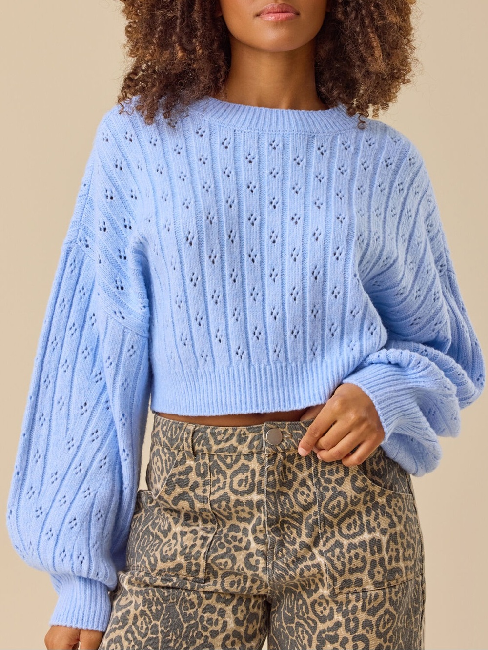 NWT Altar'd State Anastasia Cropped Pointelle Sweater